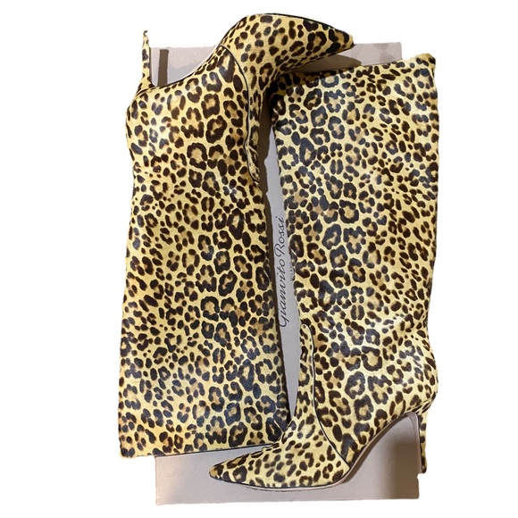 GIANVITO ROSSI Levy 85 leopard-print calf hair knee boots - Picture 1 of 11